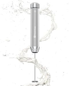 Maestri House Mousseur à Lait Rechargeable, Réglage de la Vitesse en Continu, Mousseur a Lait Café au Latte Premium électrique, Cappuccino au Chocolat Chaud Matcha (Argent)