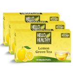 Hello Healthy Lemon Green Tea Bags 60 pcs | (Vitamin C Fortified)| All Natural Flavour | Made With Real Lemon | No Artificial Flavours| Reduces Fatigue | Refreshing