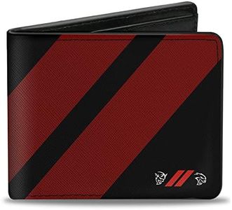 Buckle-Down Portefeuille à Deux Volets pour Homme Dodge, Dodge Rhombus Stripe Demon Hellcat Icon Noir, Rouge, Blanc, Cuir végétalien, 10,2 x 8,9 cm