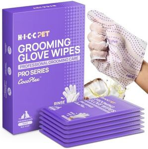 HICC PET Glove Wipes Pro | Pet Grooming Wipes for Dogs & Cats | Dual-Textured, Extra Thick, Rinse-Free Mittens | 4-in-1 Cleaning Combing Massage Conditioning, Portable Pack - Unscented