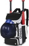 TPAID Baseball Backpack Large Capacity Softball Bag with Shoes Compartment and Fence Hook, Lightweight Baseball Equipment Bag Holds Bats, Helmets, Gloves, Hats, Clothes, Shoes