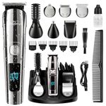 Brightup Beard Trimmer for Men - Electric Razor & Shaver, Cordless Hair Clippers Trimmers Set, IPX7 Waterproof Mens Grooming Kit for Shaving Face, Mustache, Body, Ear, Nose Hair Trimmer, Gifts for Men
