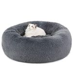 Bedsure XSmall Dog Bed Washable - Self Calming Dog Beds - 20 inches Fluffy Donut Cuddler for Small Deep Sleep Cat up to 20lbs - Indoor Round Dog Bed – Grey