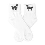 Hip Hop 50's Shop Womens Bobby Poodle Sock with Poodle Applique for Adult, White With Black, One size