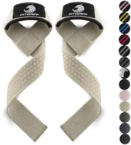 Fitgriff® Lifting Wrist Straps for Weightlifting, Gym, Deadlift, Workout (Made of Premium Cotton & Padded) - Men & Women (Standard, Sand (Silicone-Grip))