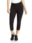 Danskin Women's Mid Rise Capri Legging, Black Salt, Medium