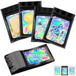 Mylar Bags 60 Pieces Holographic Packaging Bags 15x10cm Foil Ziplock Bags Resealable Smell Proof Baggies Black Sweet Pouches Grip Seal Bag Storage Bags for Candy, Jewelry, Packaging Bags, Sample Bags