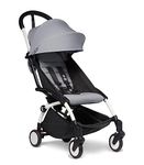 BABYZEN YOYO² Stroller Combo - Lightweight, Compact, Foldable Stroller- Multiple Recline Positions, Travel Friendly, 5 Point Harness- Includes White Frame with Stone seat Cushion and Matching Canopy
