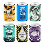 Coddies Beer Can Cooler Set (6 Pack) - Funny Can Cooler for Fishermen - Neoprene Insulating Non-Slip Holders - Fits Cans and Bottles