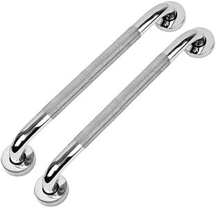Miluoou 2 PCS Anti Slip Shower Grab Bar Handle, 16 Inch Chrome SUS 304 Stainless Steel Grab Bars of Bathroom Knurled Balance Bar, Safety Hand Rail Support, Handicap Elderly Injury Senior Assist Bath