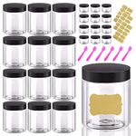 8oz Plastic Jars with Lids 8 oz Plastic Containers with Lids + 20g Sample Containers (Set of 24), Airtight Container for Dry Food, Peanut Butter, Cream, Sugar Scrub, Slime + Free Labels & Spatulas