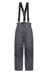 Mountain Warehouse Raptor Kids Snow Ski Pants - Detachable Suspenders Dark Grey 2T-3T