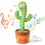 Dancing Cactus Toy for Baby & Kids, Talking & Singing Plush Cactus with LED Lights, Repeats What You Say, Musical Interactive Toy with USB Rechargeable Battery, Fun Educational Gift for Toddlers