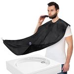 ELISEHIRI Beard Bib Beard Apron - for Men Beard Catcher with Hair Comb, Scissors and 2 Suction Cups Waterproof Beard Cape for Shaving, Trimming and Grooming for