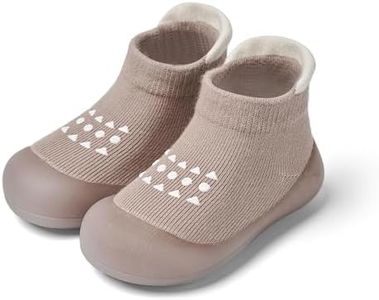 Bearbay Baby Sock Shoes Baby Walking Shoes Infant Non-Slip Breathable Slippers with Soft Rubber Sole Baby Boys Girls Sneakers khaki