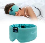 Sleep Headphones Bluetooth Eye Mask Soft Headband Headphones Wireless Sleeping Mask with Ultra-Thin Headset, Side Sleeper Adjustable Sleep Mask,Turquoise