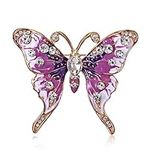 YUEMING Brooch Pin,Vintage Butterfly Brooch Pin Rhinestones Crystal Brooches Scarf Clips for Girls (Purple)