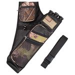 Krayney 3-Tubes Hip Quiver Waist Hanged Camouflage Arrow Archery Carry Bag with Pockets Adjustable Belt (Camo)