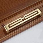 Mou 4 Pcs of Chinese Cabinet Hardware Handles, Drawer Pulls, Closet Handles Stylish Golden Copper Handles Double-Hole Handle