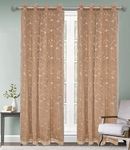 Dashing Fabrics 2 IN1 Back Velvet Classic Grommet with Beige Embroidery Floral Door Curtains - 1 Pair (8 Feet,Brown Velvet)