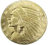 1908 Morgan Indian Head Five Dollars Gold Coin, US Old Coin Replica Collection United States of America Coin Souvenir Party Gifts