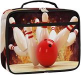 OMFUNS Bowling Ball Kids Lunch Box for Boys Girls Sport Bowling Insulated Lunch Bag Thermal Leakproof Cooler Reusable Lunch Tote Bag for School Work Office Picnic Beach