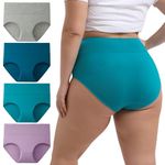 INNERSY Women's Plus Size Full Coverage High Waisted Cotton Underwear Panties 4-Pack(Mint Sky,3X-Large)