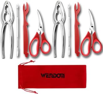 WENDOM Crab Crackers and Tools set of 2, 9Pcs Lobster Crackers and Picks Set Stainless Steel, Nut Crackers for Crab Legs,Seafood Scissors, Storage Bag