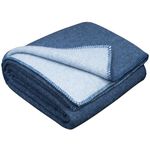 LYHome Wool Blanket - Merino Natural Throw, Soft Woolen Cover for Sofas & Beds. Army Blankets for Outdoor: Picnic, Travel and Camping (59x84 in | 150x215 cm | Light Blue - Blue | Double-sided)