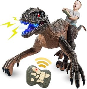 SMILESSKIDDO Dinosaur Toys for Kids, 19 inch Remote Control Dinosaur Electronic Toys Velociraptor with 3D Eye & Shaking Head & LED Light & Roaring Sounds, Indoor & Outdoor Toys for 6+ Years Old