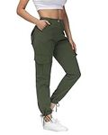 Dafensi Cargo Pants for Women Stretchy Cargo Joggers Casual Lightweight Hiking Pants ArmyGreen S