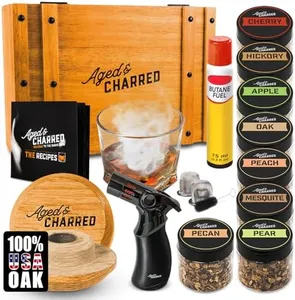 Cocktail Smoker Kit with Torch & Wood Chips - Premium Set, USA Oak Smoker - Old Fashioned Cocktail Kit for Whiskey - Bourbon Gifts for Men - Gift from Wife, Daughter, Son (with Butane)