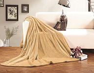 Elegant Comfort Luxury Velvety Softness Fuzzy Plush Micro-Velour Ultra-Soft Blanket, King/California King, Gold-Yellow