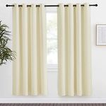 NICETOWN Room Darkening Blind Shade for Kids Bedroom, Beige, Single Panel, 55 x 78 inch, Triple Weave Home Decoration Light Blocking Solid Ring Top Curtain/Drape for Small Window