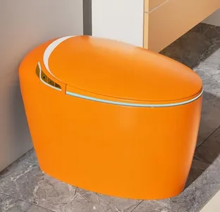 WinZo Tankless Smart Toilet With Bidet Seat, Egg Shaped Modern Design, Auto Open Flush, Adjusted Heated Seat, Warm Water and Dryer, Night Light, Side Buttons,Orange
