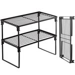 Tomorotec [2 Pack] Stackable Kitchen Storage Shelf Rack, Foldable Spice Rack Cabinet Organization Storage Shelves, Kitchen Shelves, Kitchen Counter & Cabinet Shelf Organizer