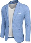 COOFANDY Men Suit Jacket Linen Slim Fit Sport Coat Business Fashion Daily Blazer Sky Blue