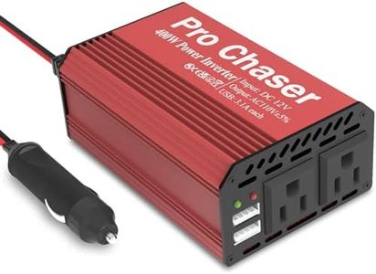 Pro Chaser 400W Power Inverters for Vehicles - DC 12v to 110v AC Car Inverter Converter, 6.2A Dual USB Charging Ports, Dual AC Adapter for Air Compressor Laptops (Red)