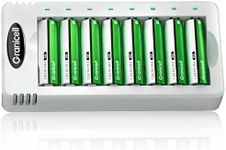 Granicell AA Rechargeable Batteries with Charger, 8 Slot Smart Battery Charger with 8 Pcs 2800mAh High Capacity NiMH AA Batteries, USB Smart Charging