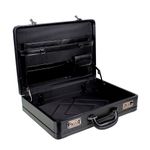 Deluxe Faux Leather Expandable Executive Attache Case Briefcase Black AR Premium (Black)