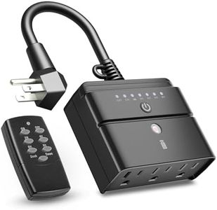 BN-LINK Outdoor Timer Outlet, Dusk-to-Dawn & Remote Control (100ft) - Waterproof 3-Grounded Outlets, 15A ETL Listed for Outdoor String Lights & Appliances