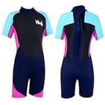 Yueta Kids Wetsuit Shorty, 2.5mm Neoprene, Junior Wetsuit Shortie Teenager Girls, Back Zipper for Swimming Diving Water Sports