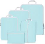 Compression Packing Cubes for Backpack,Suitcase Organiser Bags,Travel Packing Cubes Compression Set,Waterproof Travel Organiser Packing Bags,Packing Cubes for Suitcases Compression(Blue 5 Pack)