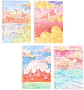 Colorful Notebook,Notebooks to Write in for Women and Girls, Hardcover Personal Diary, Unique Pretty Cover Design, 60 Pages, 2 BookmarksCute Notebook 4 Pack A5 with 60 Pcs Tabs