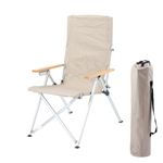 Camping Reclining Chair, 145° Angle/Adjustable Folding Chair Support 120kg Portable Folding Camping Chair, Beach Chair Outdoor Recliner Lounge Chairs for Hiking Fishing Beach Picnic Lawn Khaki