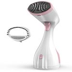 homeasy Clothes Steamer, 1500W Handheld Portable Garment Steamer for Home and Travel Steam Cleaner Fabric Steamer Wrinkle Remover 25s Fast Heat-up, 280ml Pink, Small (Updated Version)