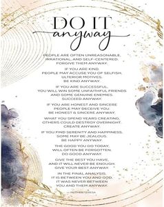 Do it Anyway Wood Plaque Inspiring Quote 11.75 in x 15 in - Classy Vertical Frame Wall Hanging Decoration | Be Kind, Be Happy, Do Good | Christian Family Religious Home Decor Saying