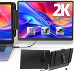 2K Laptop Monitor Extender - 13" IPS 1440P Dual Monitor Attachment Laptop Plug & Play Multiple Screens for 13"-17" Laptop Compatible with Wins Mac Dex Chrome Travel Gaming Work