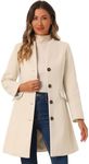 Allegra K Women's Elegant Winter Overcoat V Neck Single Breasted Long Coat Beige Small