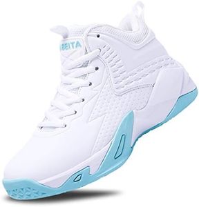 Beita Girls Basketball Shoes Boys High Tops Sneakers Athletic Trainers Shoes for Big Kids, Children, Teens, Boys, Professional Anti-Skid & Durable for Indoors & Outdoors White